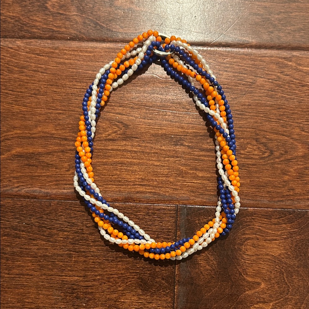 Pearl, Orange, & Blue Customizable Necklace Gators